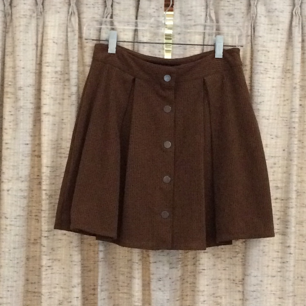 Zara Faux Suede Lasercut Pleated Mini Skirt - Small